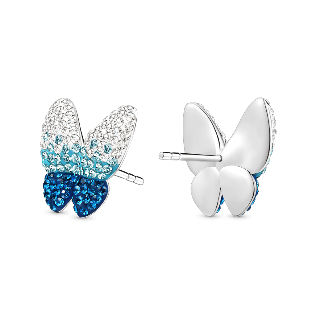 Gnoce Blue Gradient Butterfly Earrings Platinum-plated Silver Blend_2