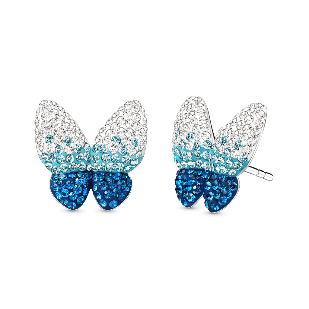 Gnoce Blue Gradient Butterfly Earrings Platinum-plated Silver Blend_3