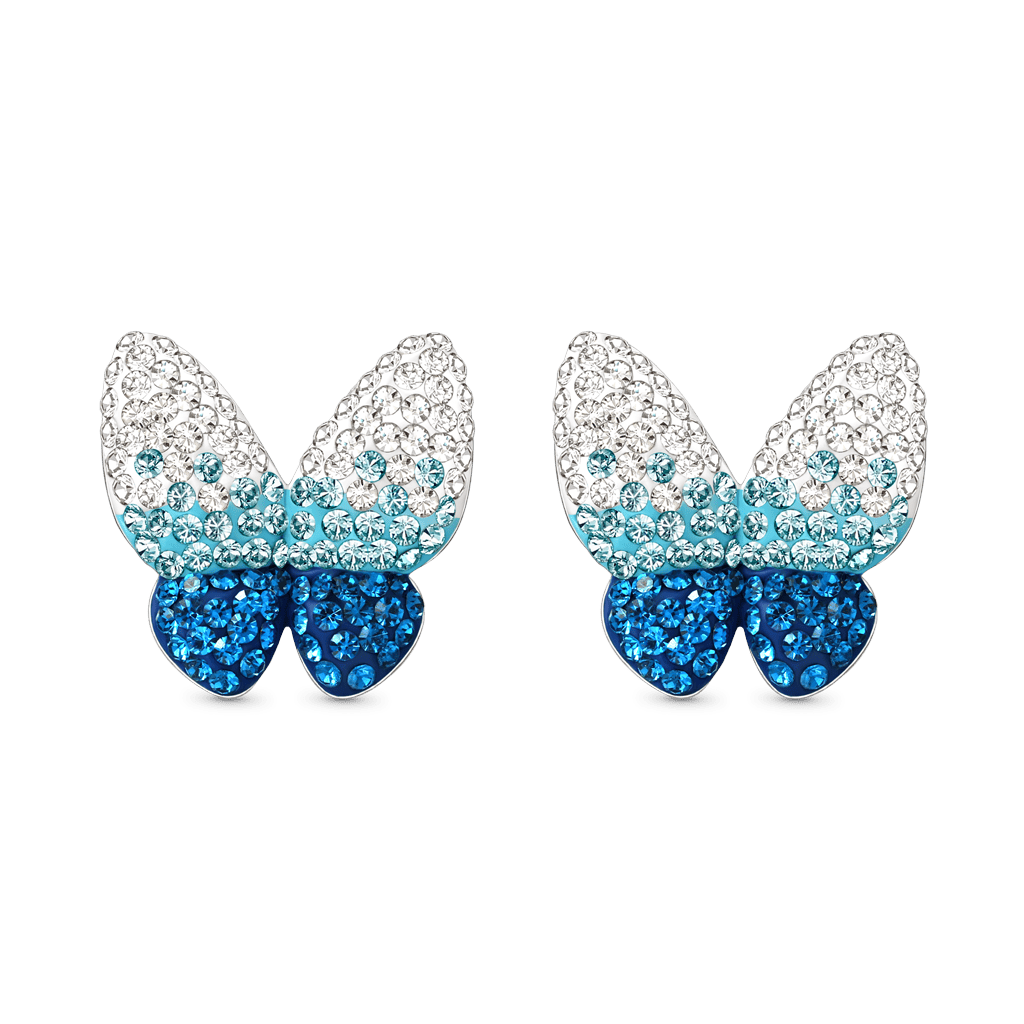 Gnoce Blue Gradient Butterfly Earrings Platinum-plated Silver Blend_1