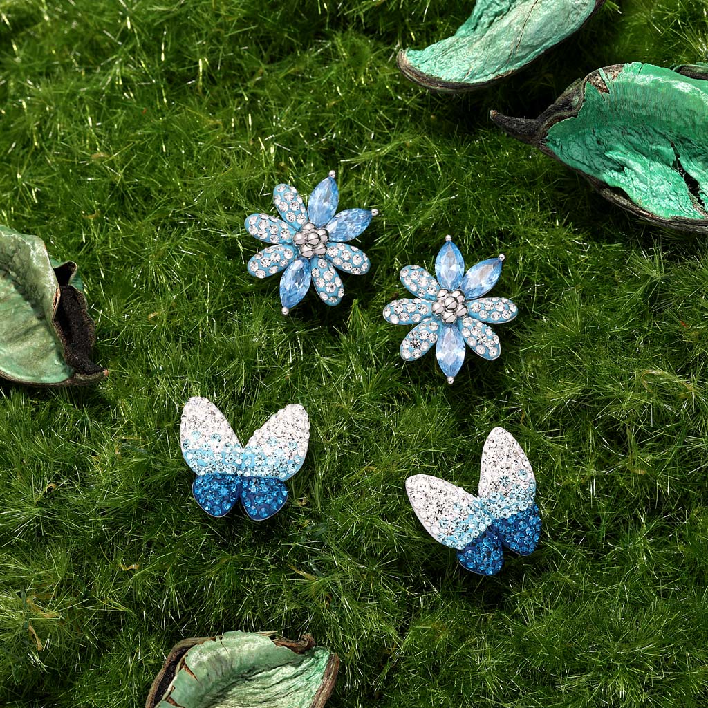 Gnoce Blue Gradient Butterfly Earrings Platinum-plated Silver Blend_4
