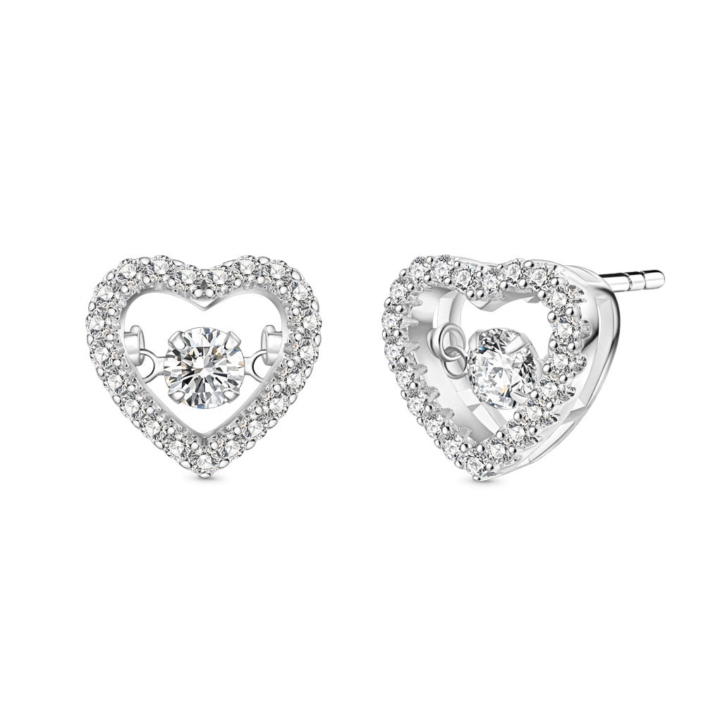 Gnoce Pavé Heart Dancing Earrings Platinum-plated Silver Blend_2