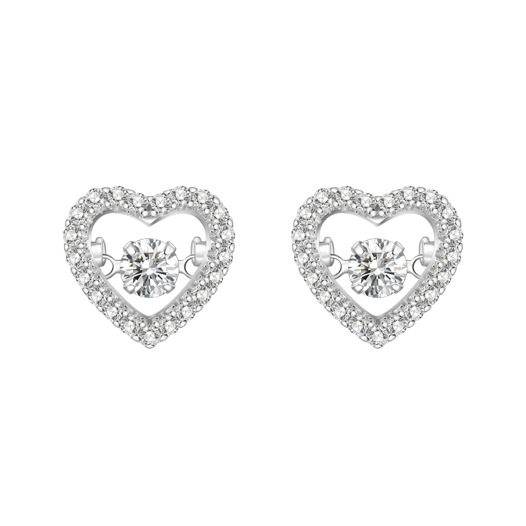 Gnoce Pavé Heart Dancing Earrings Platinum-plated Silver Blend_1