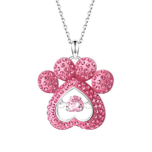 Gnoce Dog Paw Heart Dancing Pendant Necklace_1