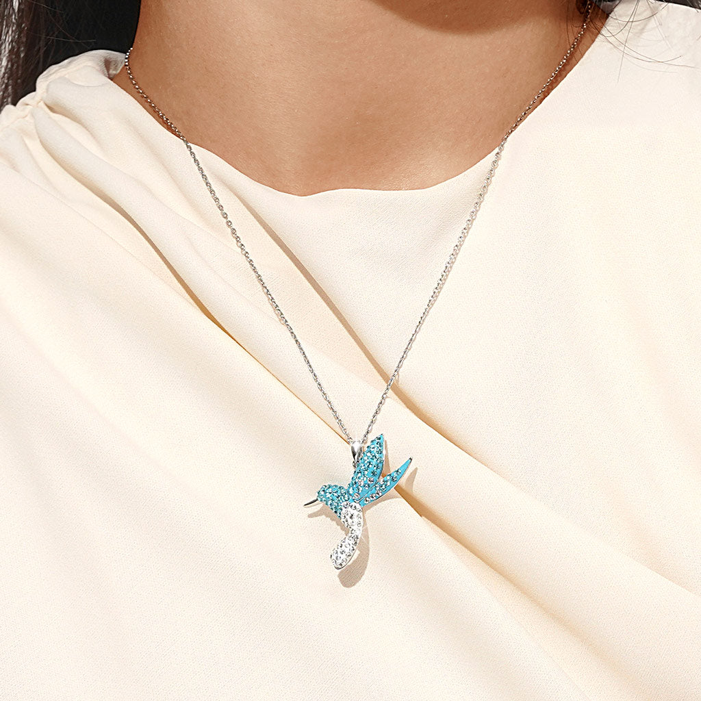 Gnoce Sparkling Hummingbird Pavé Pendant Necklace_7