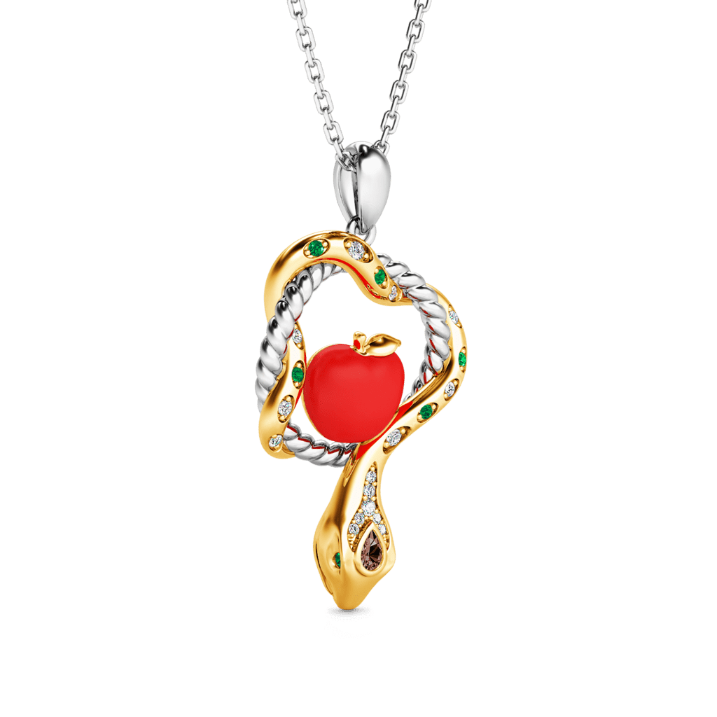 Gnoce Serpent and Forbidden Fruit Necklace Platinum-plated Silver Blend_3