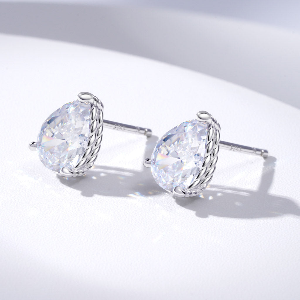 Gnoce Pear Cut Twisted Rope Earrings Platinum-plated Silver Blend_3