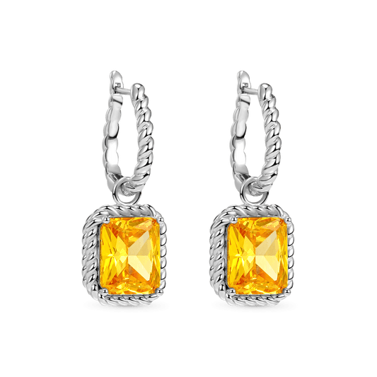 Gnoce Citrine Radiant Cut Twisted Rope English Lock pendant Earrings_1