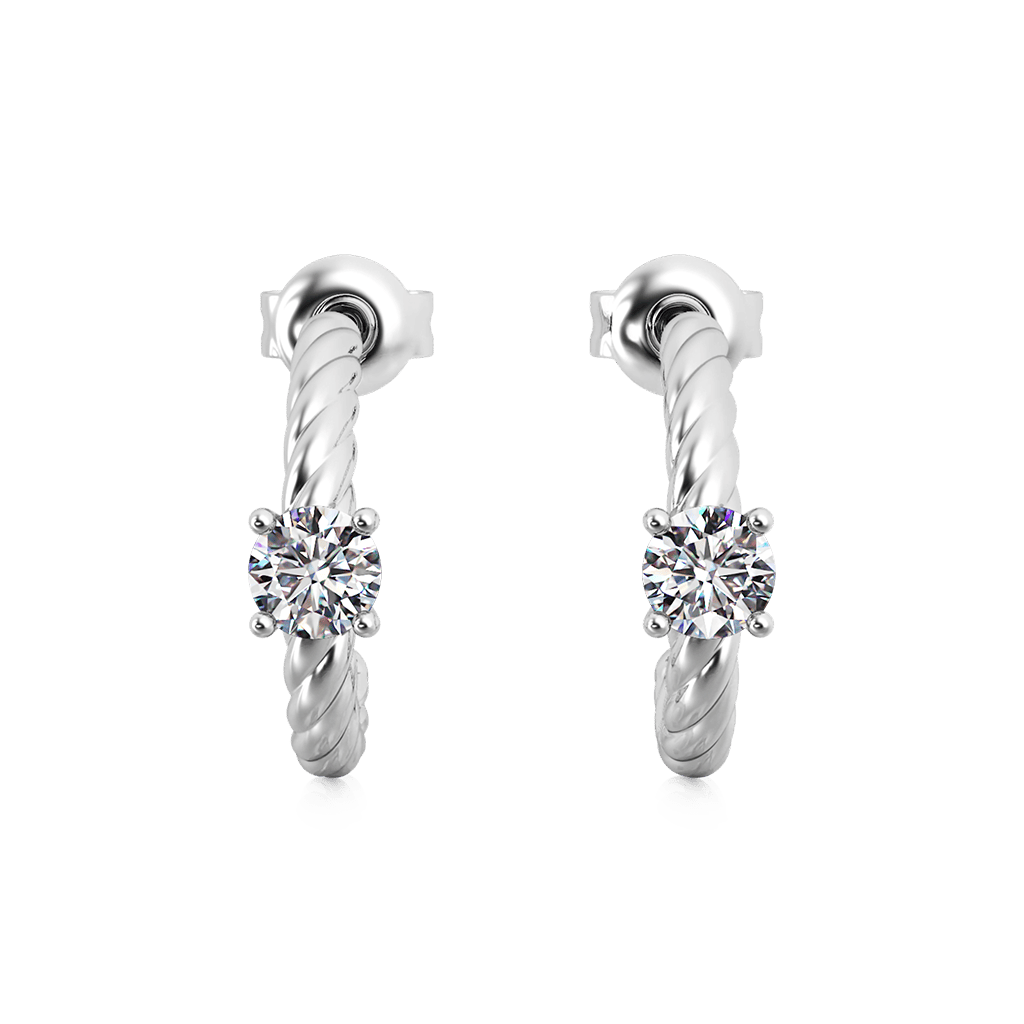Gnoce Twisted C-hoop Earrings Platinum-plated Silver Blend_1