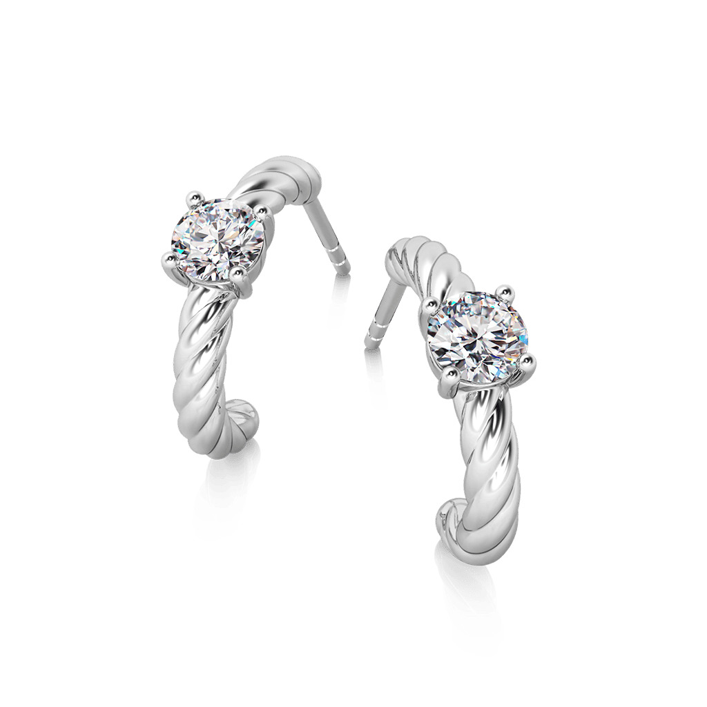 Gnoce Twisted C-hoop Earrings Platinum-plated Silver Blend_3