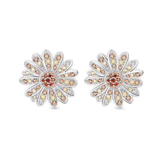 Gnoce Yellow Citrine Daisy Stud Earrings_1