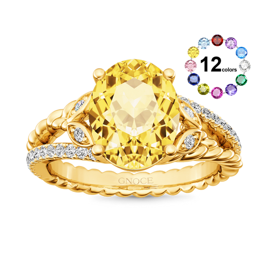 Gnoce Yellow Oval-cut Vintage Split Shank Engagement Ring_1