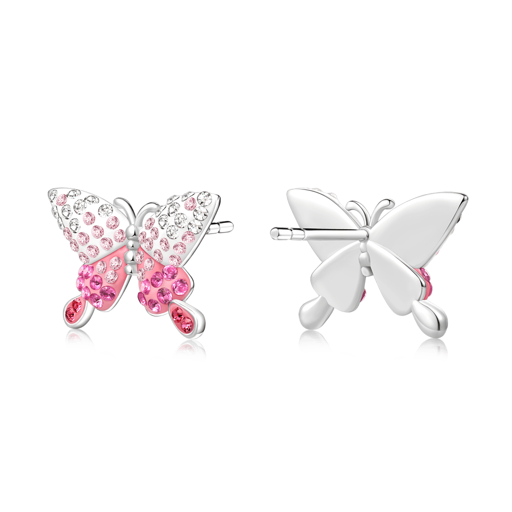 Gnoce Gradient Butterfly Earrings Platinum-plated Silver Blend_2