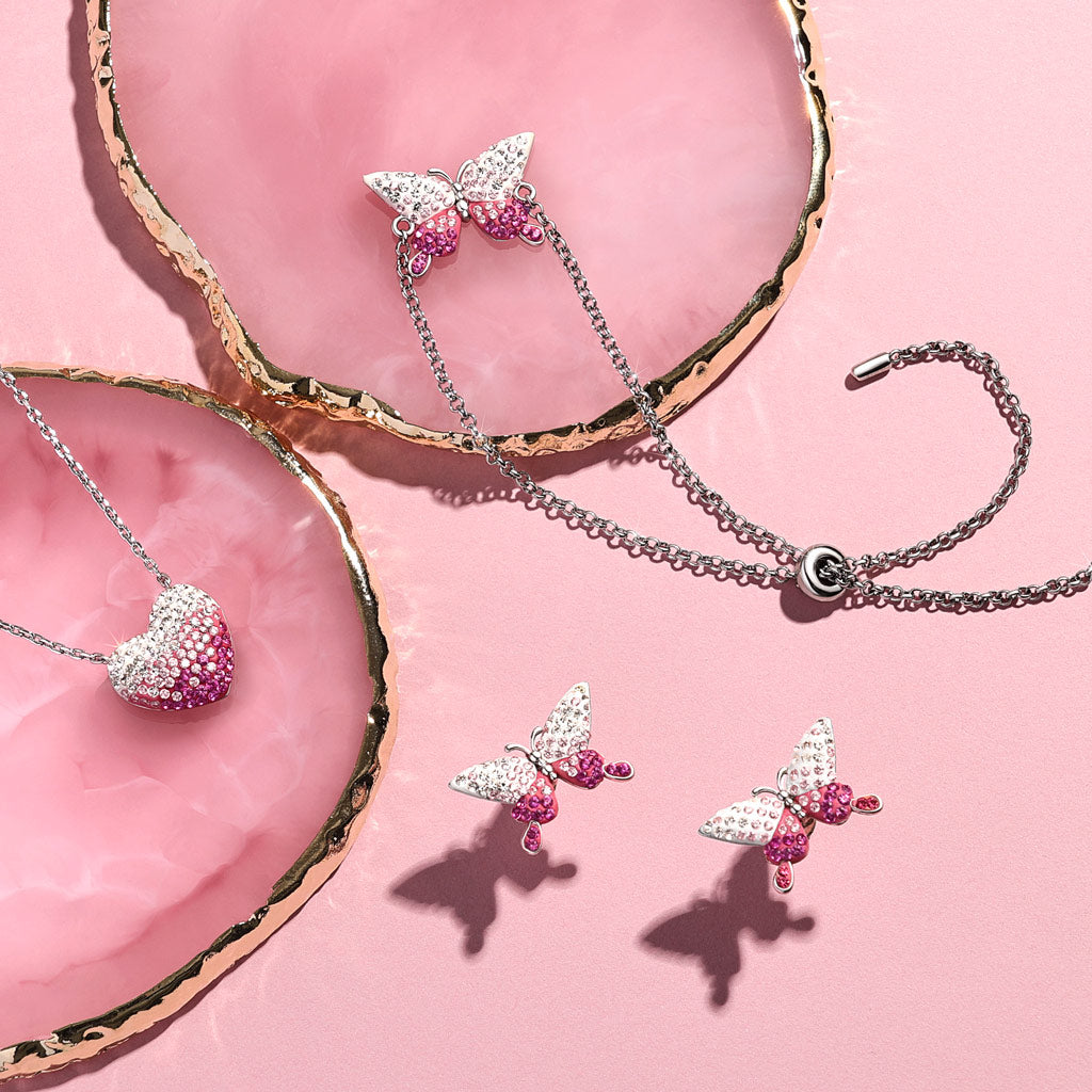 Gnoce Gradient Butterfly Earrings Platinum-plated Silver Blend_4