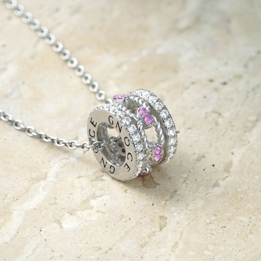 Gnoce Paving Link Drum Pendant Necklace_3