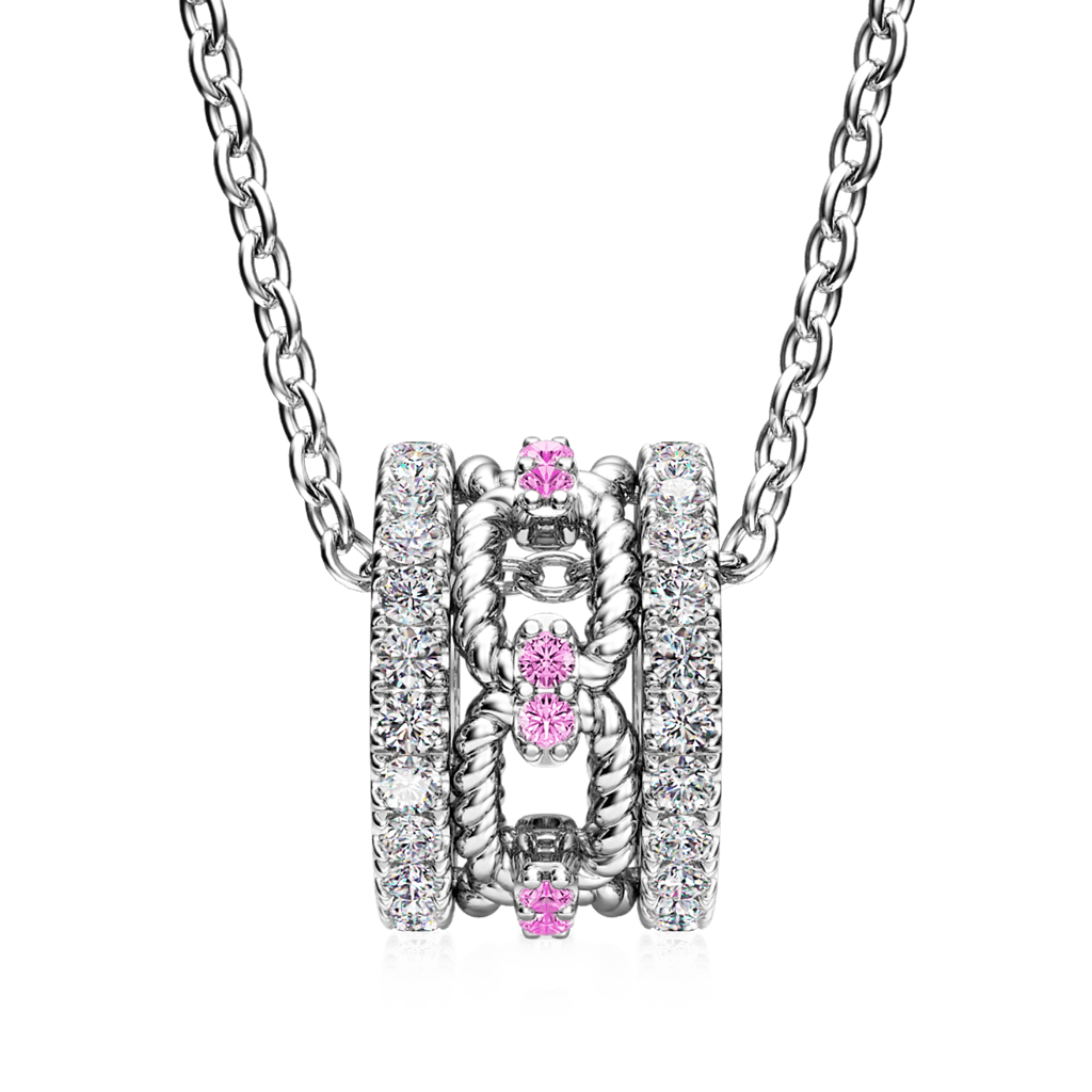 Gnoce Paving Link Drum Pendant Necklace_2