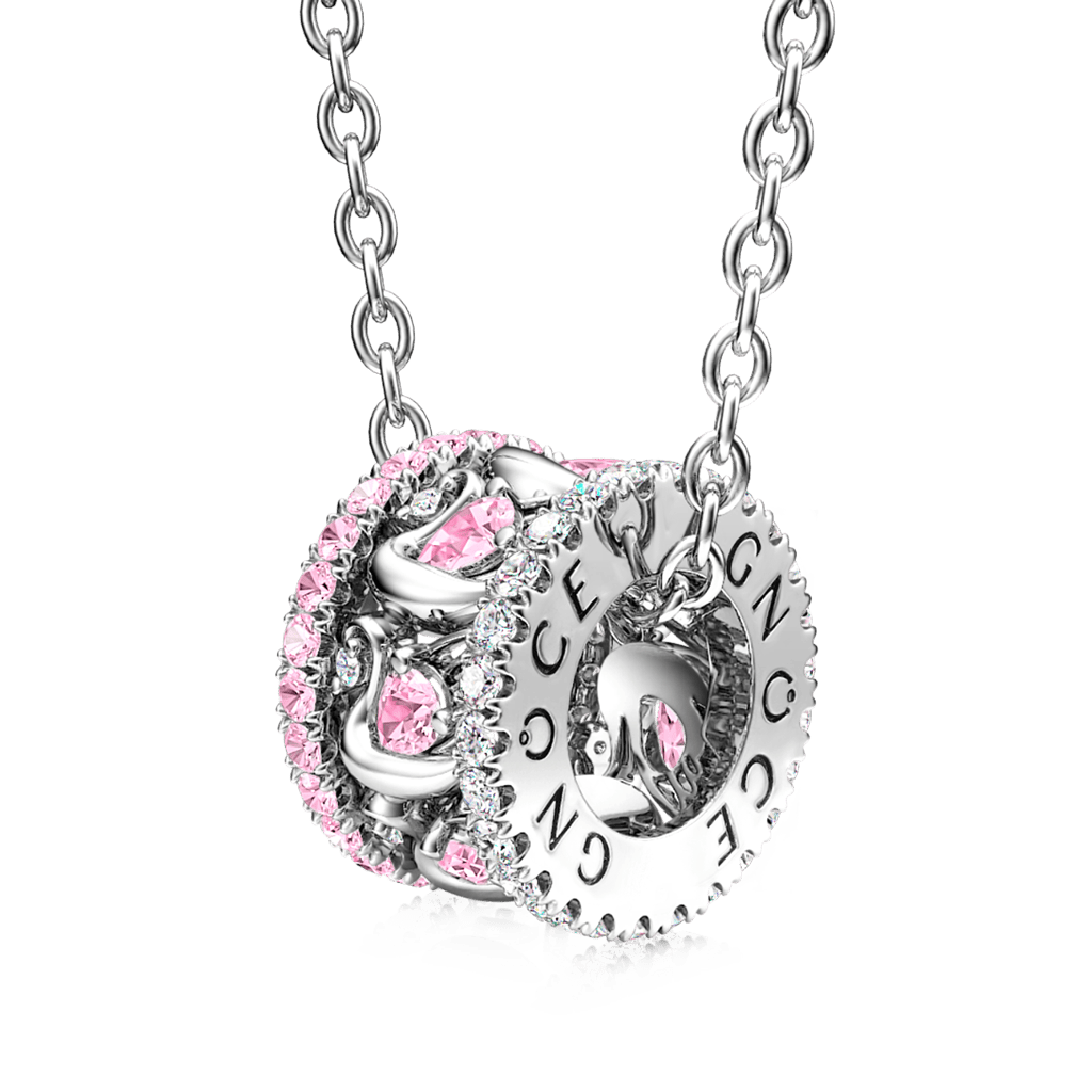 Gnoce Pink Swan Drum Pendant Necklace Platinum-plated Silver Blend_1