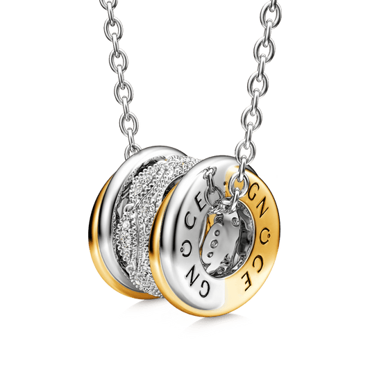 Gnoce Two-tone Vintage Drum Pendant Necklace_1