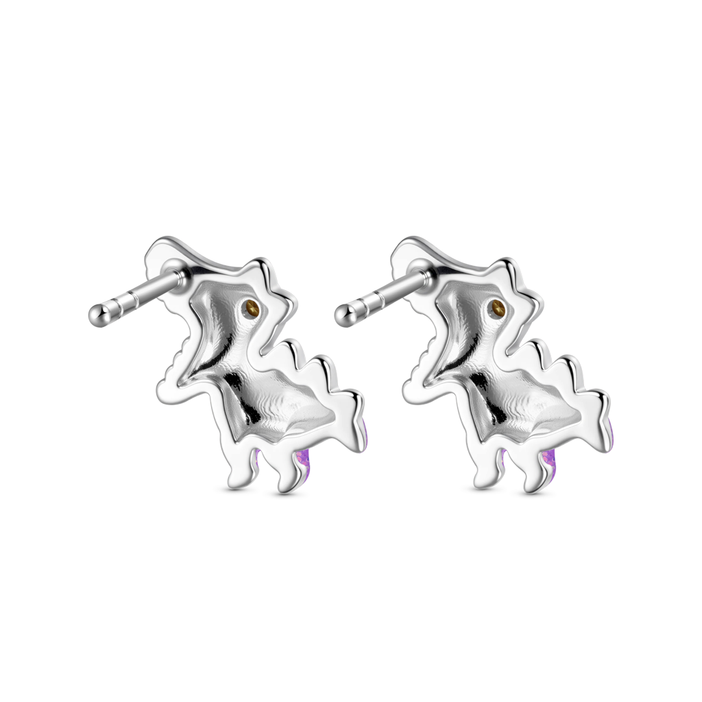 Gnoce Tyrannosaurus Dinosaur Glow-in-the-Dark Earrings Platinum-plated Silver Blend_3