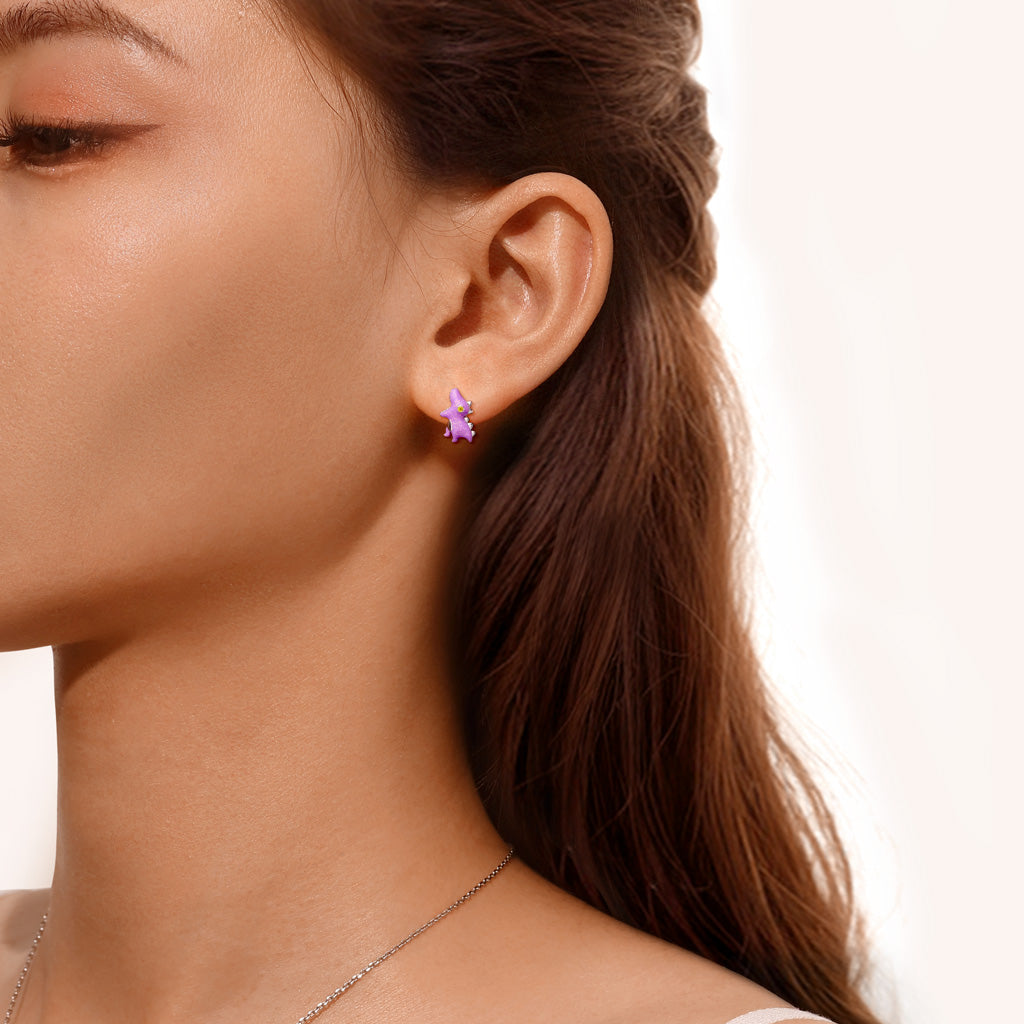 Gnoce Tyrannosaurus Dinosaur Glow-in-the-Dark Earrings Platinum-plated Silver Blend_5
