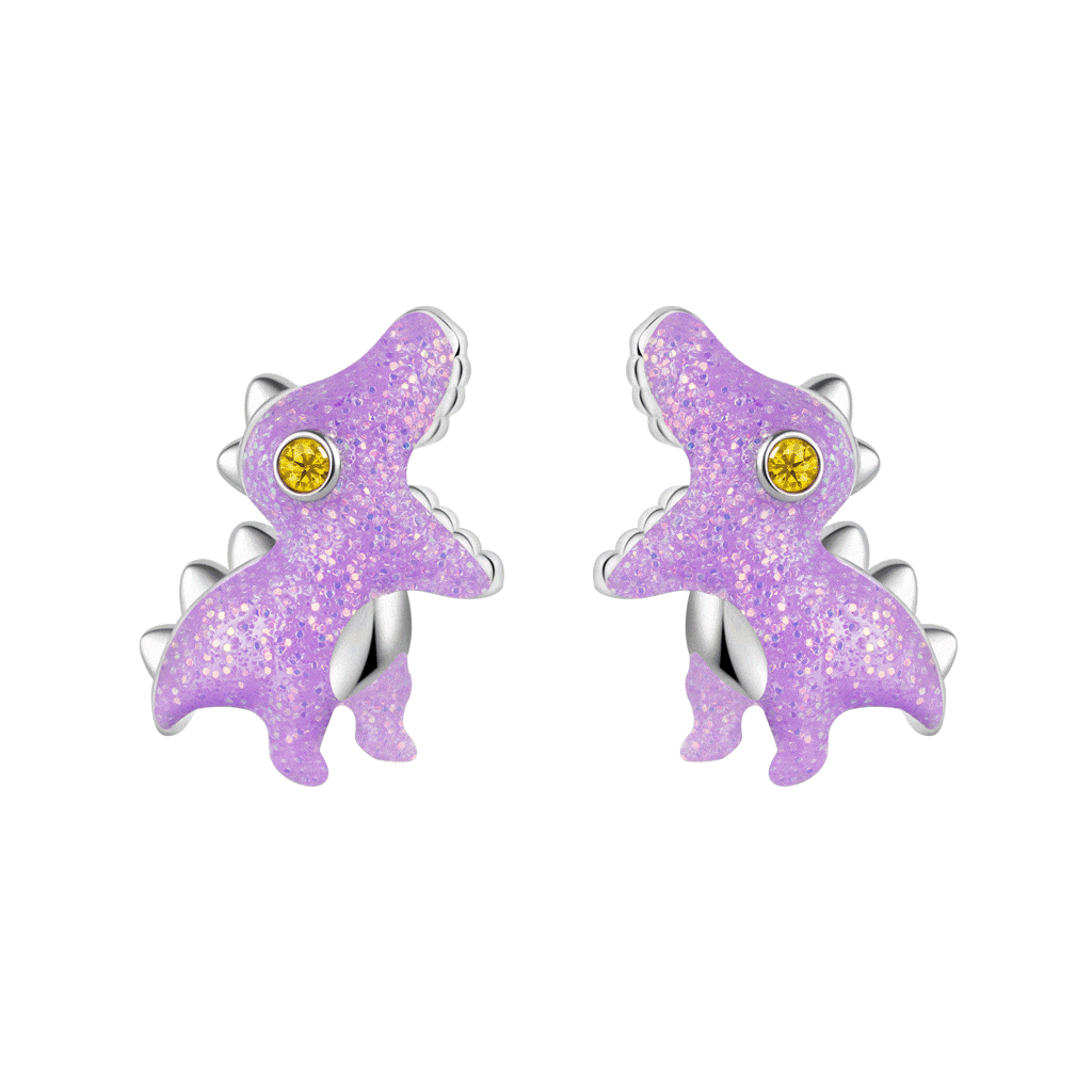 Gnoce Tyrannosaurus Dinosaur Glow-in-the-Dark Earrings Platinum-plated Silver Blend_1