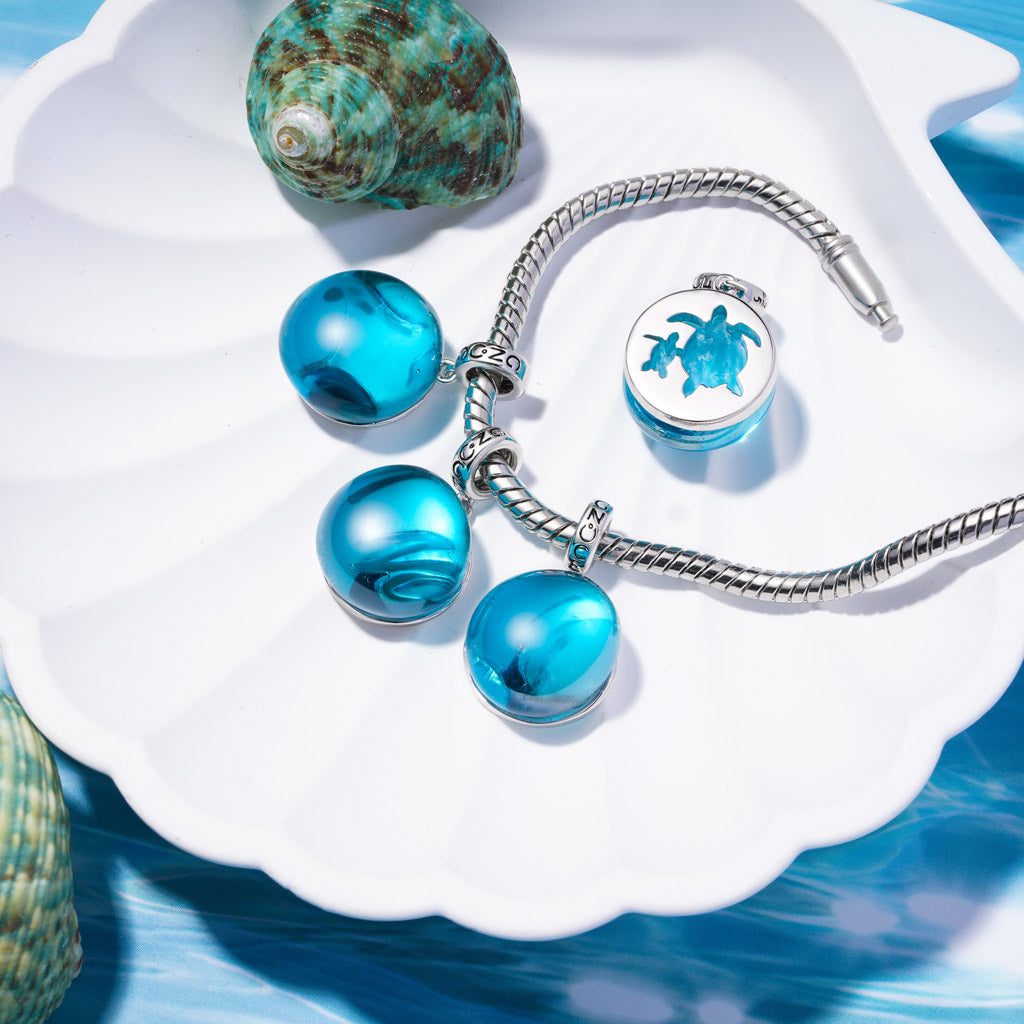 Gnoce Initial Letter Sea Glass Projection Pendant Dangle Charm_4