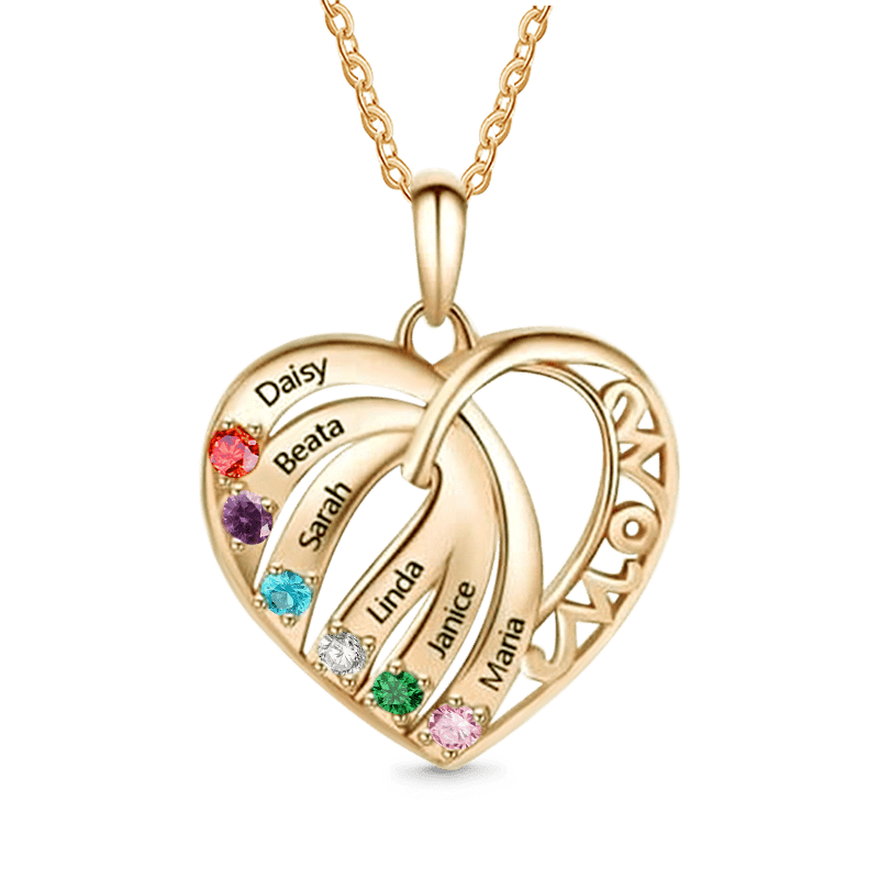 Gnoce Engravable Family Name 'MOM' Heart Necklace_3