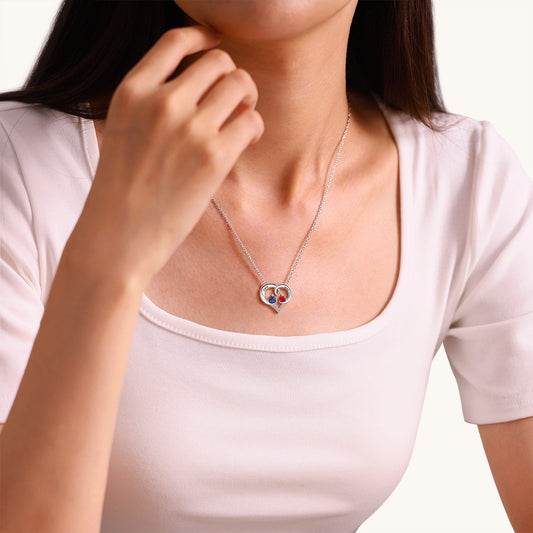 Gnoce Simple Love Heart Birthstone Necklace_7