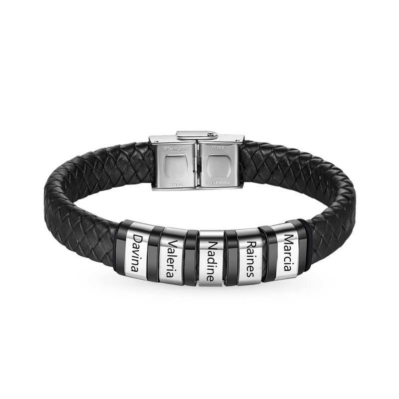 Gnoce Mens Braided Leather Bracelet with Magnetic Clasp_1