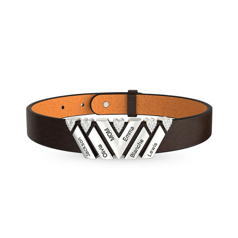 Gnoce Black Punk DIY Leather Personalized Bracelet with 2-6 Clasp_1
