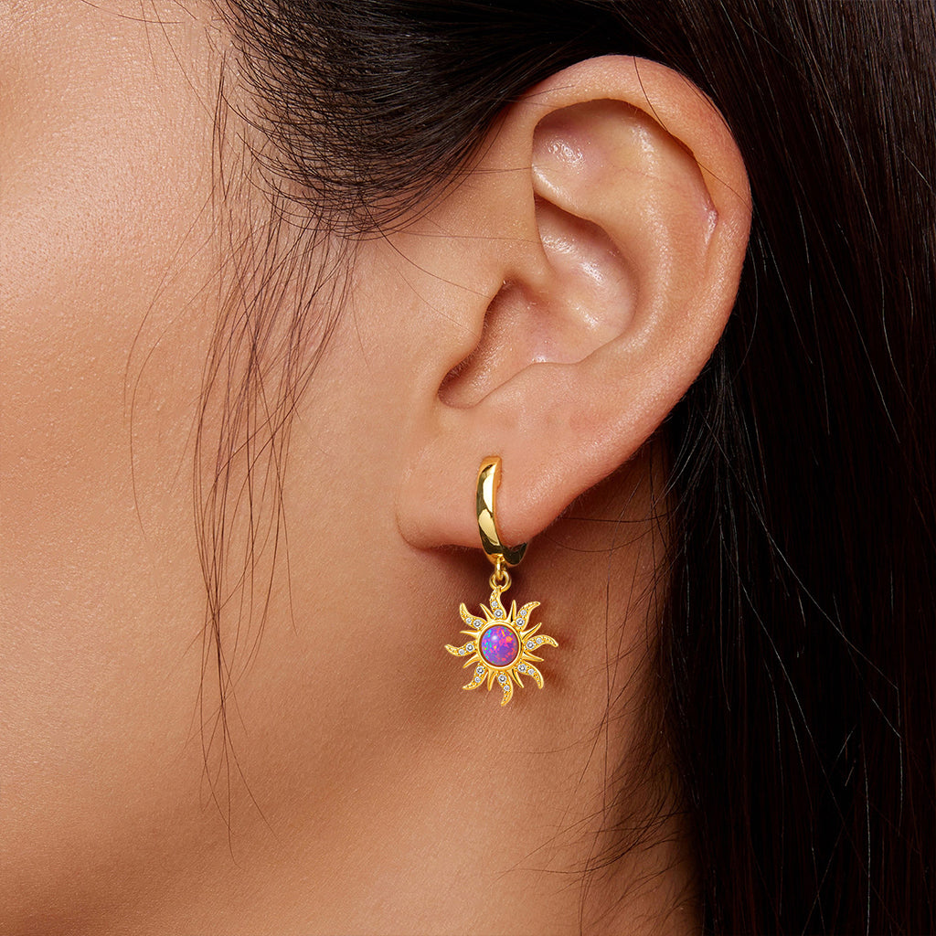 Gnoce Dopamine Golden Sun Opal Hoop Earrings_5