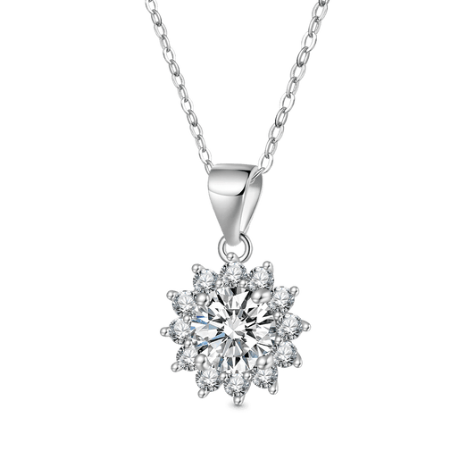 Gnoce Timeless 925S & VVS Moissanite Sunflower Pendant Necklace_1