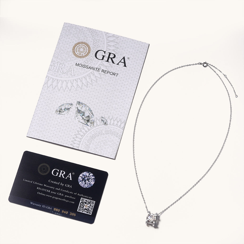 Gnoce Dazzling 1ct Round Cut VVS Moissanite Pendant Necklace_3