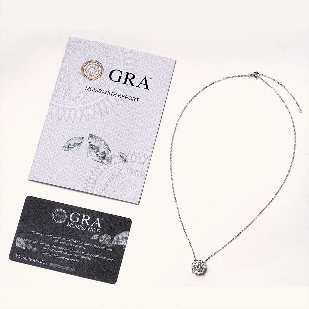 Gnoce 925S & VVS Round Center Moissanite 1CT Pendant Necklace_3