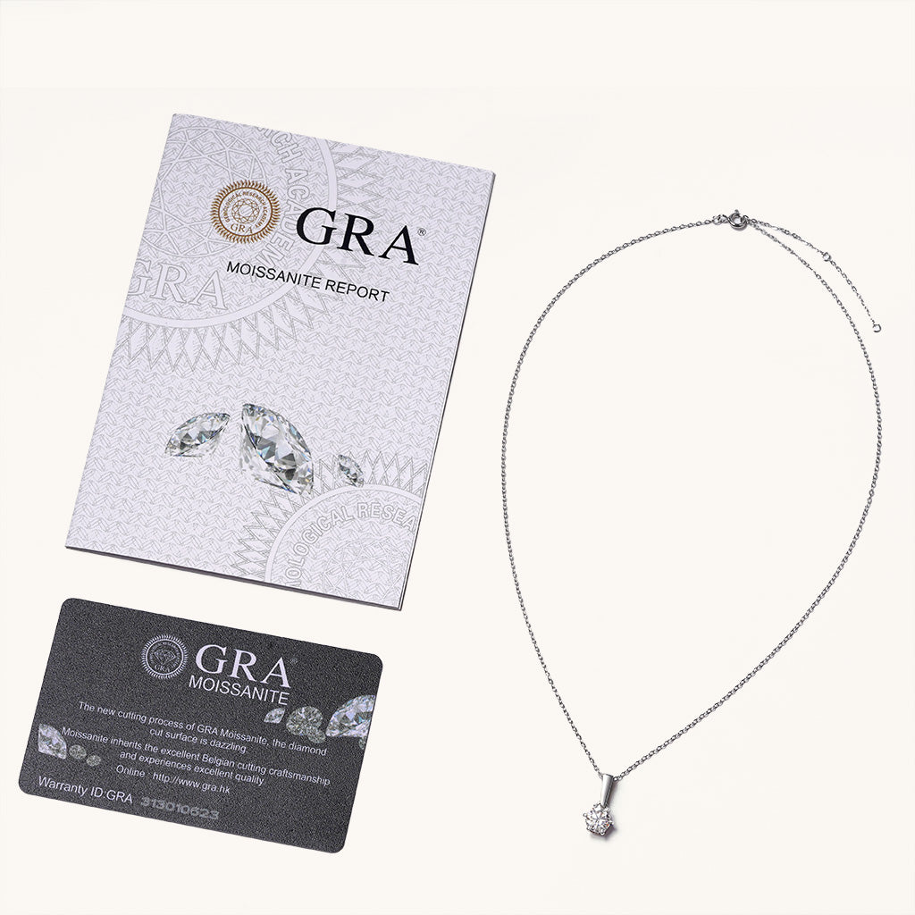Gnoce Classic 1ct Round VVS Moissanite Drop Solitaire Pendant Necklace_3