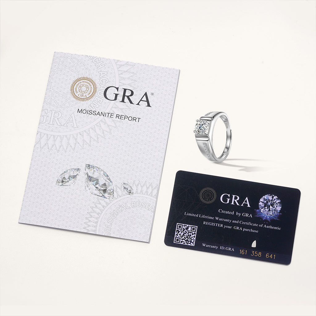 Gnoce Luxury 1Ct D Color VVS Moissanite Men Wedding Ring_3