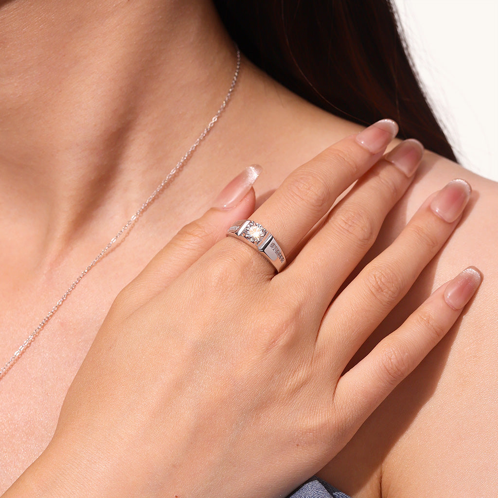 Gnoce Luxury 1Ct D Color VVS Moissanite Men Wedding Ring_4