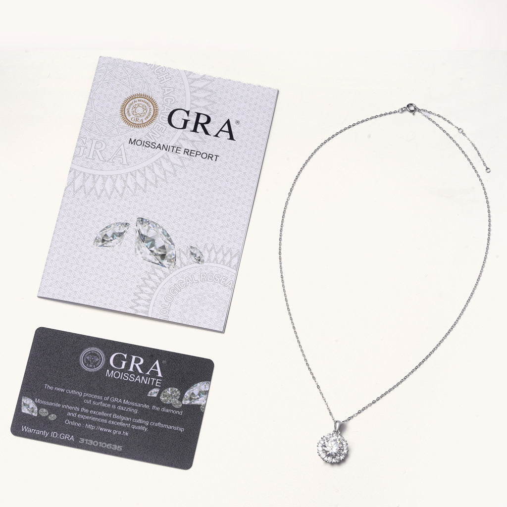 Gnoce Brilliant 5CT Round 925S & VVS Moissanite Sunflower Necklace_3