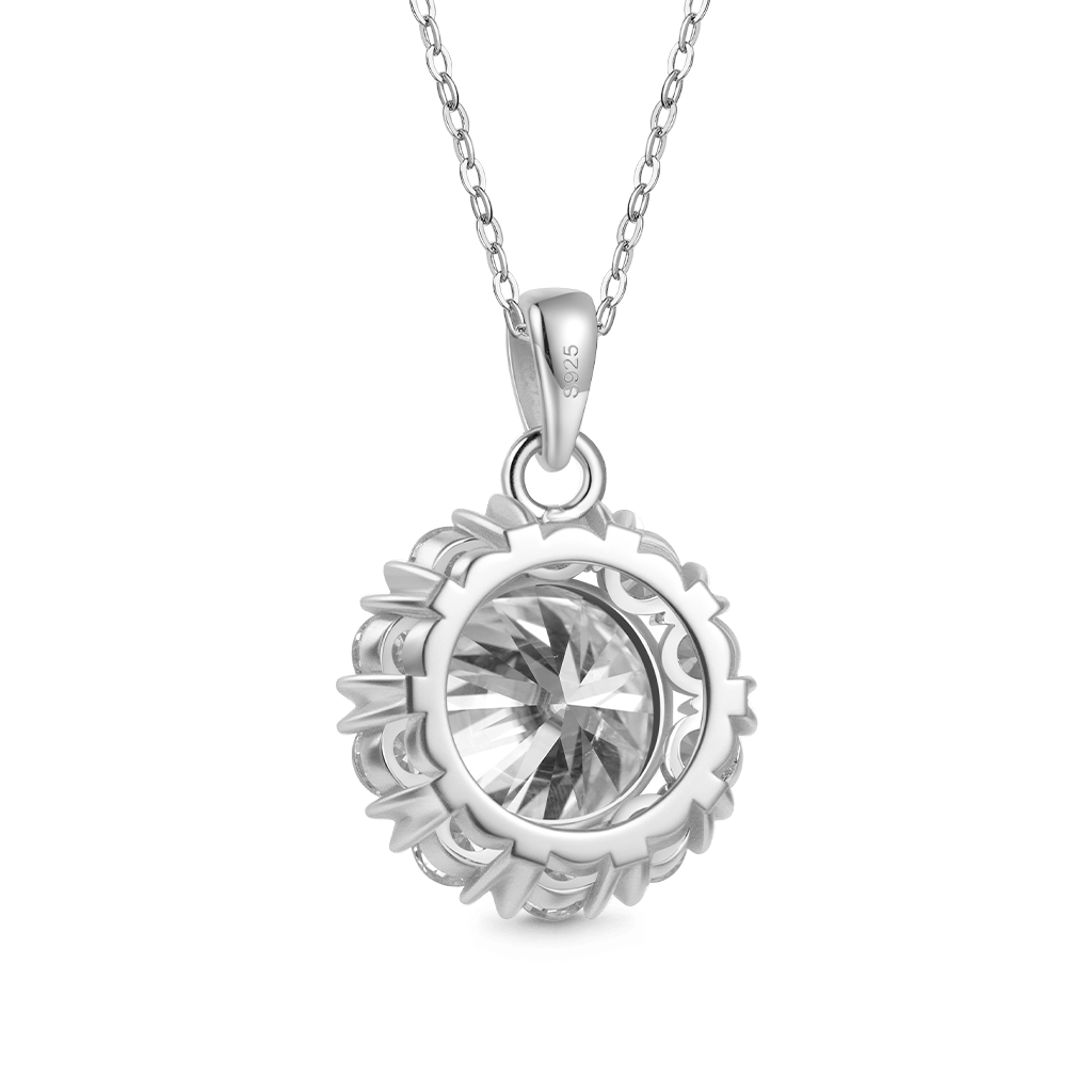 Gnoce Brilliant 5CT Round 925S & VVS Moissanite Sunflower Necklace_2