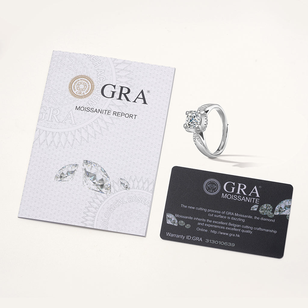Gnoce Sparkling Twist 1.0 Ct Round VVS Moissanite Engagement Ring_4