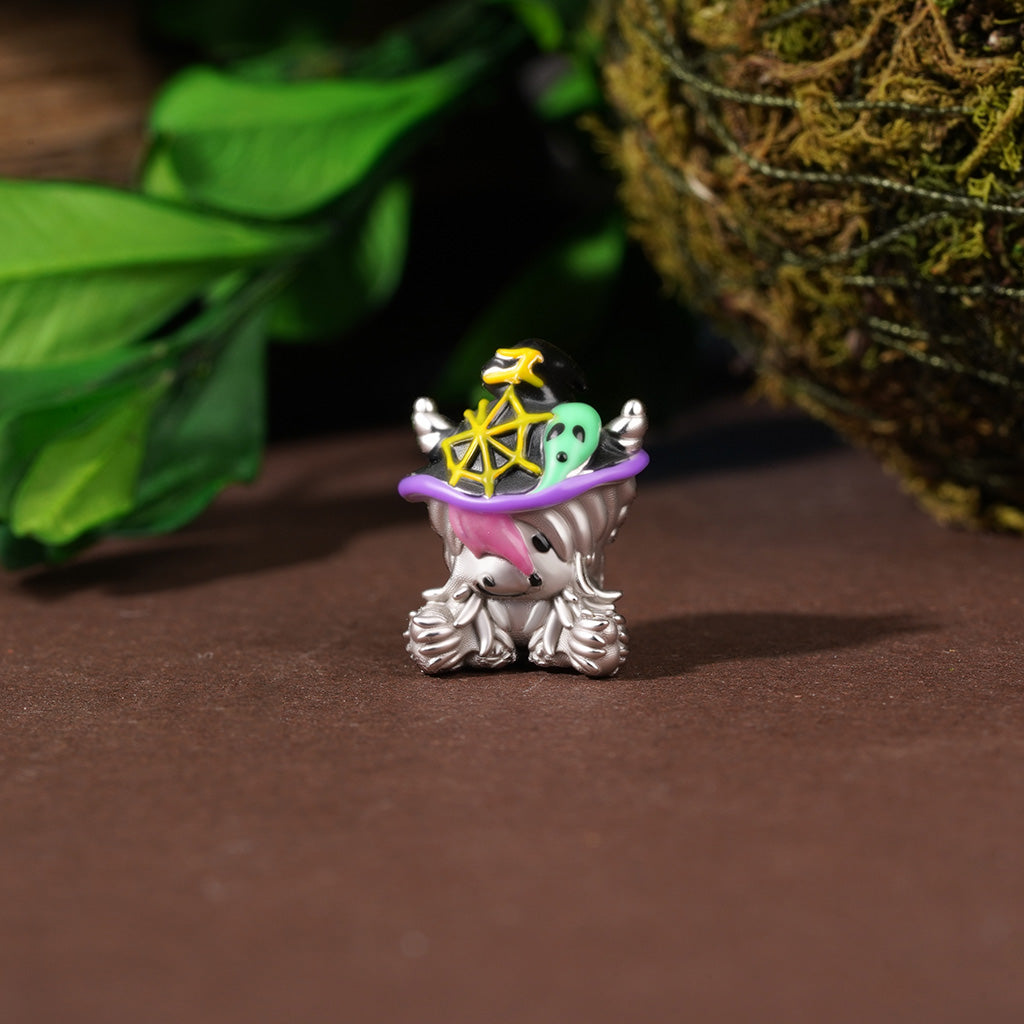 Gnoce Highland Cow Wearing Witch Hat Charm Platinum-plated Silver Blend_3