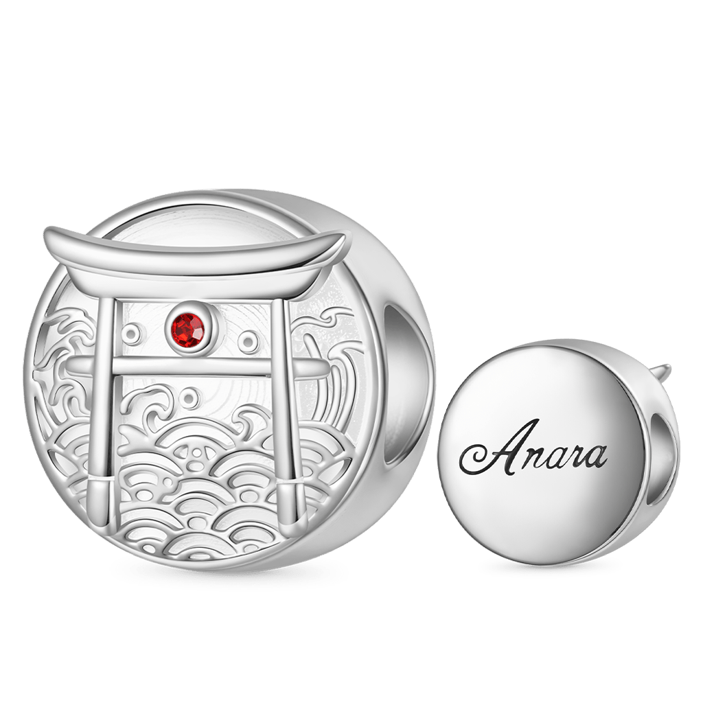 Gnoce Japanese Element Torii Engravable Charm Platinum-plated Silver Blend_1