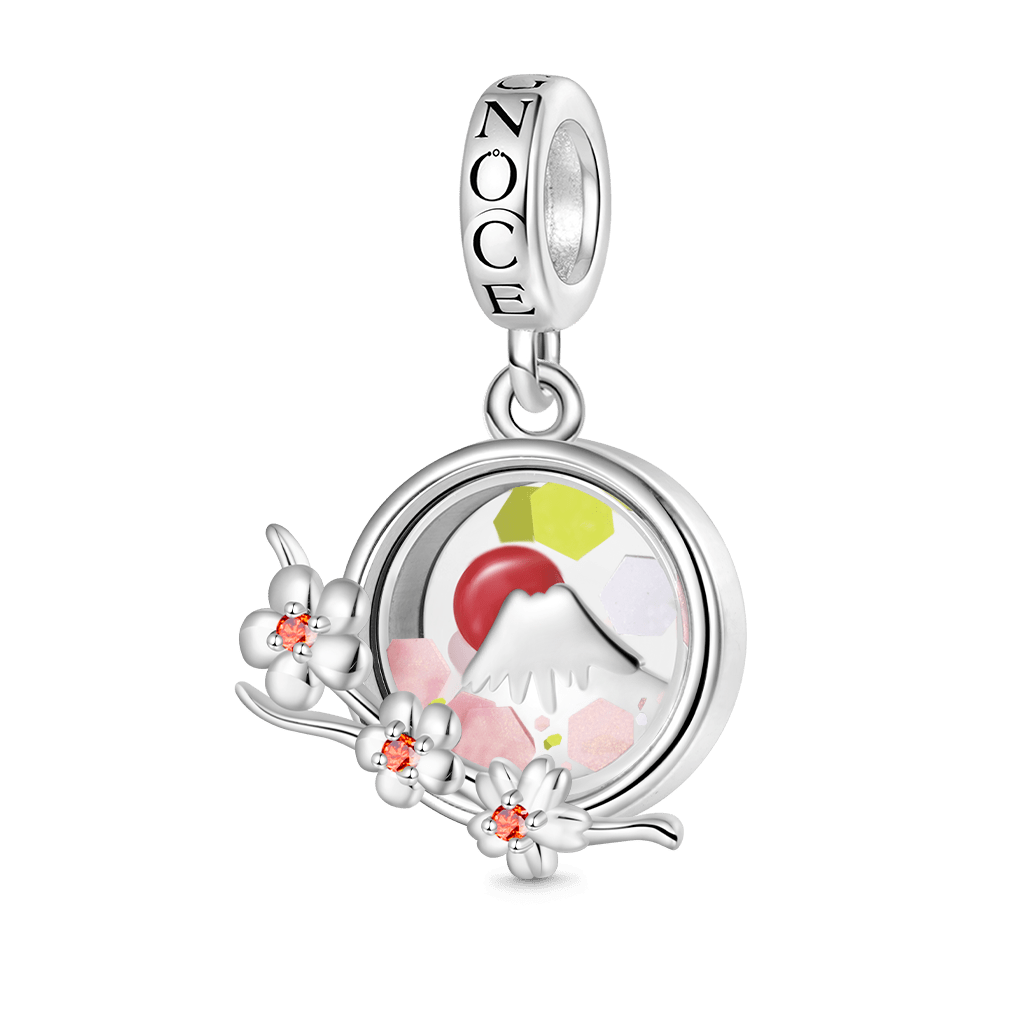 Gnoce Cherry Blossom Mount Fuji Quicksand Pendant Dangle Charm_2