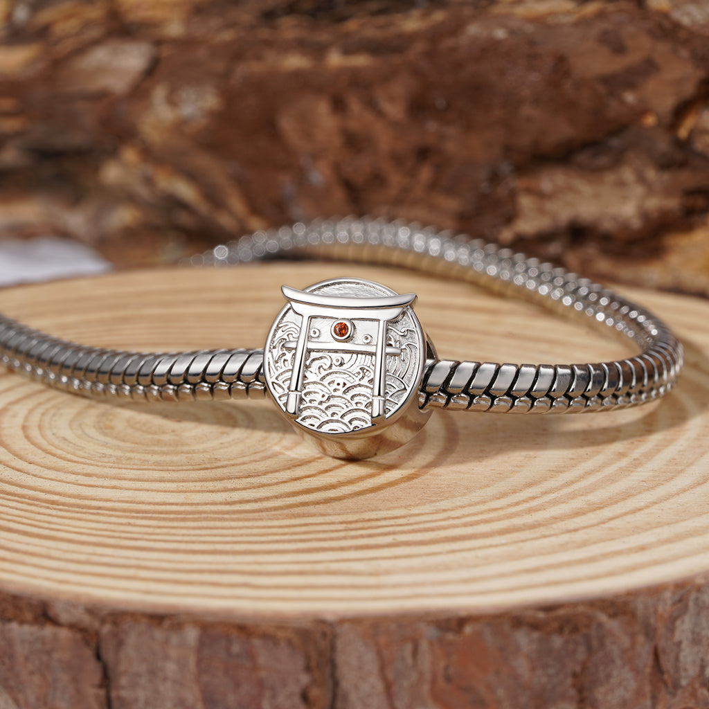 Gnoce Japanese Element Torii Engravable Charm Platinum-plated Silver Blend_3