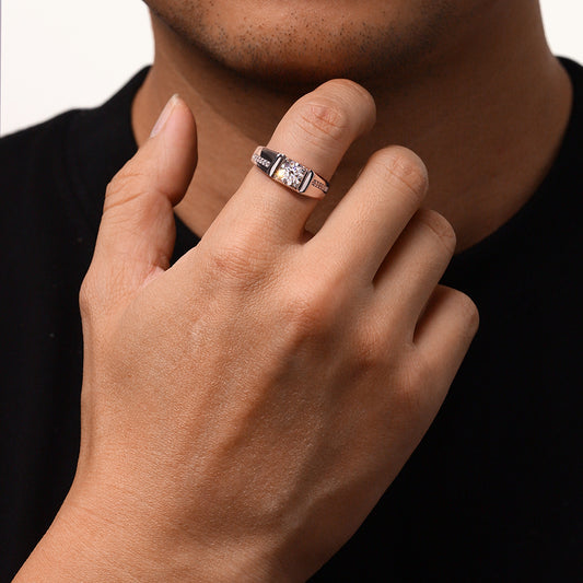 Gnoce Luxury 1Ct D Color VVS Moissanite Men Wedding Ring_6