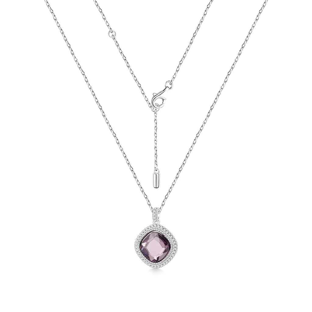 Gnoce Deep Violet-purple Diamond Pendant Necklace Platinum-plated Silver Blend_2