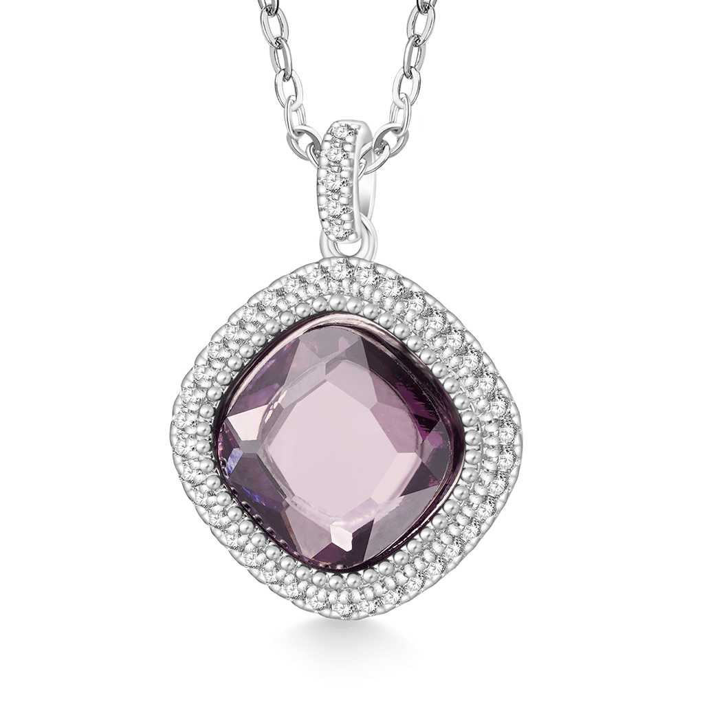 Gnoce Deep Violet-purple Diamond Pendant Necklace Platinum-plated Silver Blend_1