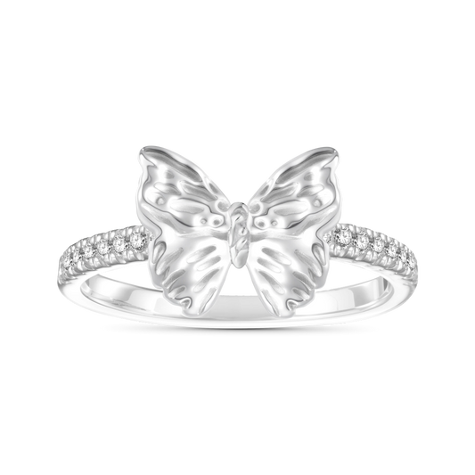 Gnoce Butterfly Diamond Ring Platinum-plated Silver Blend_1