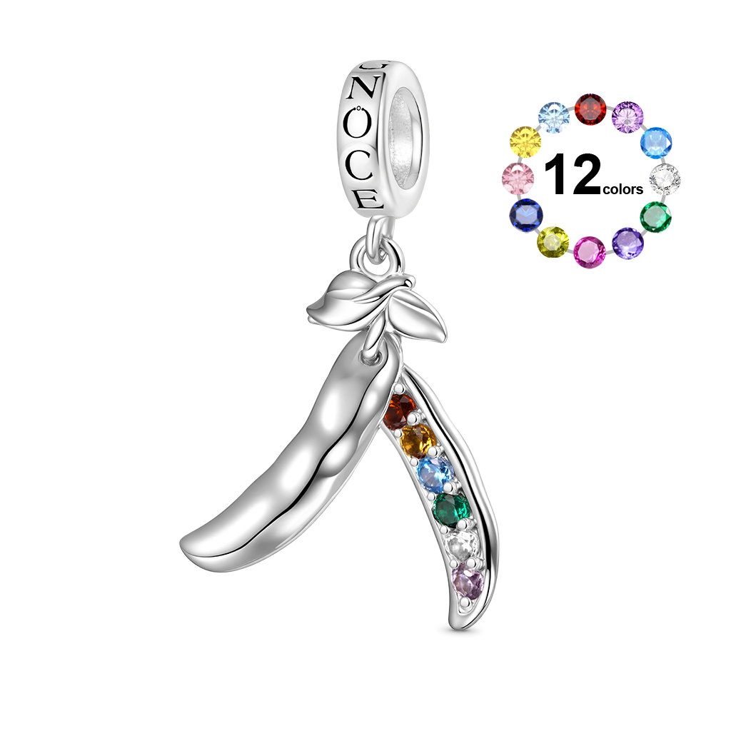 Gnoce Personalized Birthstone Six Peas in a Pod Pendant Dangle Charm_1