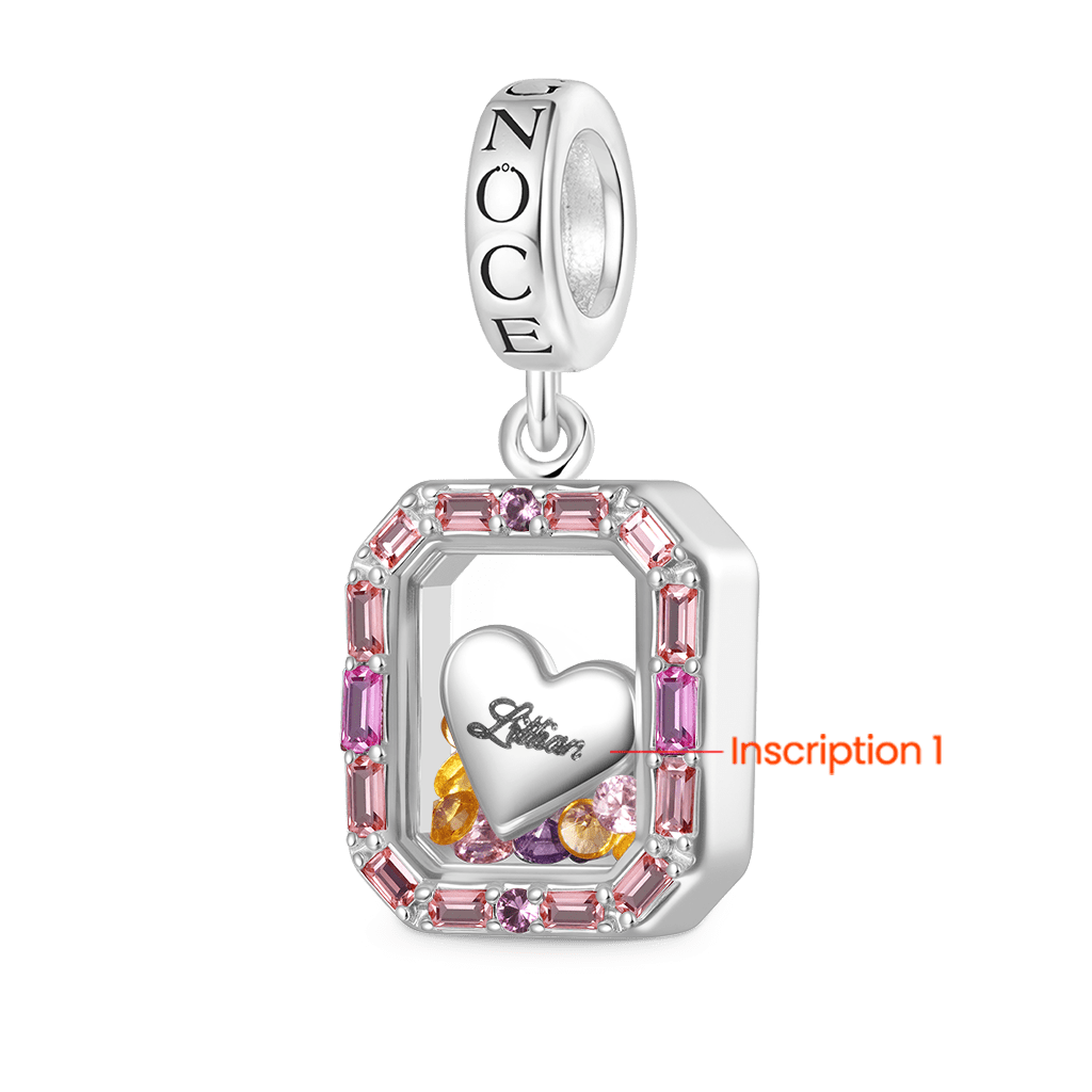 Gnoce Engravable Glass Colored Charm Platinum-plated Silver Blend_2