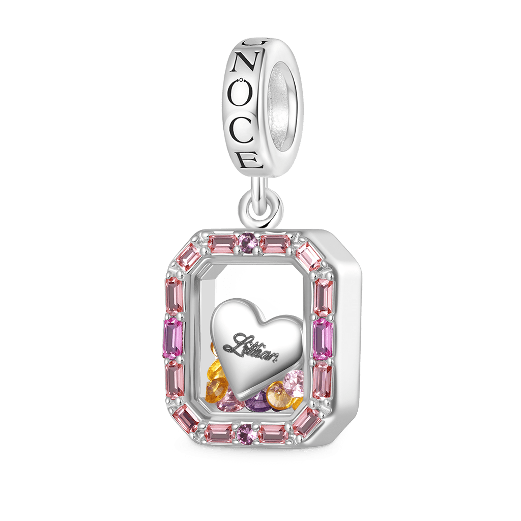 Gnoce Engravable Glass Colored Charm Platinum-plated Silver Blend_1